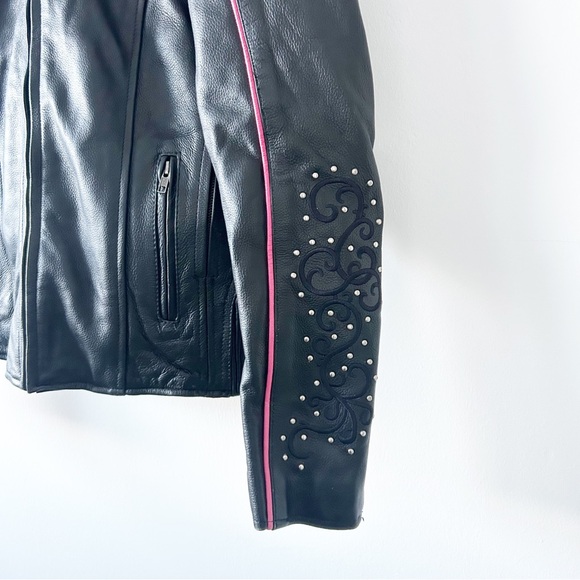 Vintage Renegade Classics Leather Hot Pink Wings Black Biker Moto Jacket Small - Picture 6 of 16